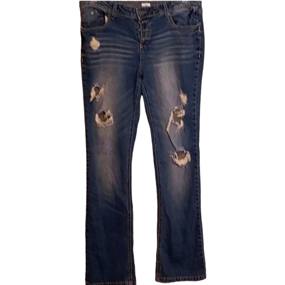 Joe Boxer Button Fly Denim Jeans Size 15 Womens distressed - Picture 1 of 16
